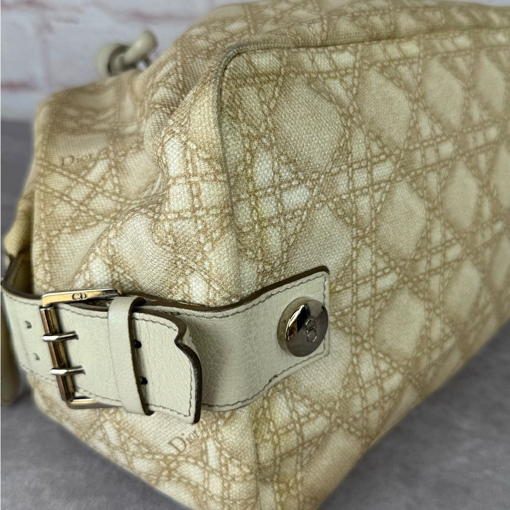 Dior Cream Cherie Cannage Printed Canvas Zip Bag - Picture 8 of 16